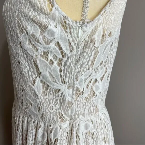 New Women Large Cream Lace Mini Dress Sleeveless Love Fire New - Picture 12 of 13